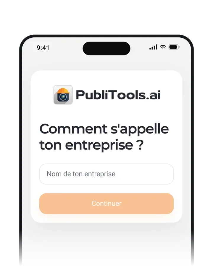 Animación de personalización de PubliTools: nombre de empresa, logo y colores.