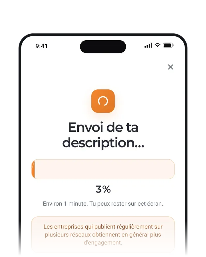 Animación de PubliTools: la IA procesa la descripción de la obra, retoca las fotos y redacta la publicación.