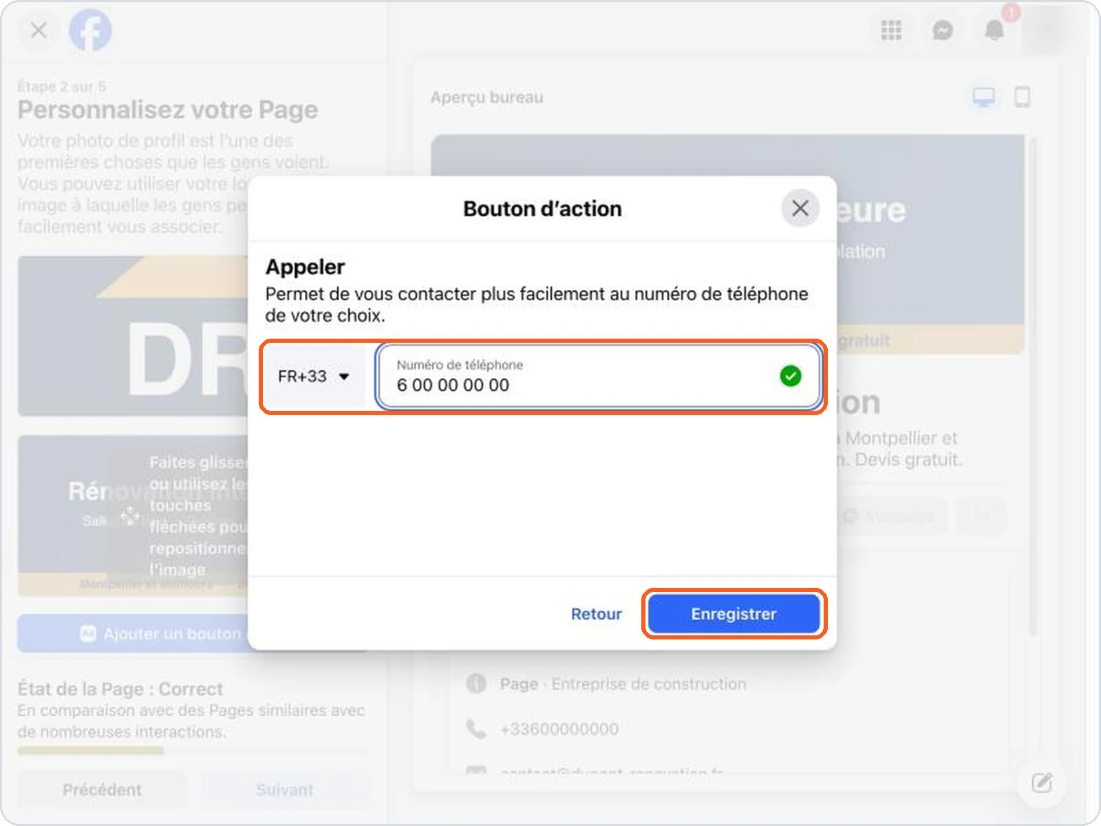 Numéro du bouton Appeler